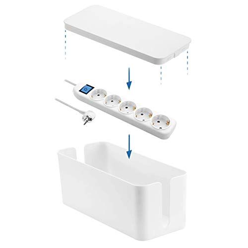 Electraline Organizer Box con Ciabatta a 5 Prese con Interruttore, Cavo 1,5 m/Multipresa/Presa da Tavolo Ciabatta Weib