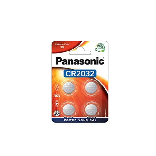 Panasonic CR2032 Batteria a bottone al litio 3 V, 225 mAh, blister da 4
