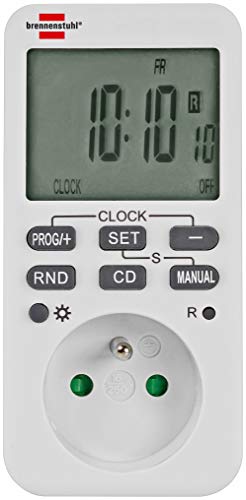 Brennenstuhl Comfort-Line Programmatore settimanale bianco (presa programmabile digitale, timer settimanale per interni, conto alla rovescia, lettura casuale)