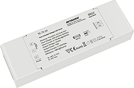 LEDLUX Trasformatore Alimentatore Dimmerabile 24V, Dimmerabile Con Triac Dimmer Varialuce Su 220V + Pulsante Nornalmente Aperto (Push Dimmer), Per Striscia Led 24V (75)