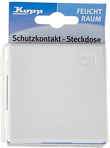 Kopp Presa di corrente con contatto di terra, resistente agli spruzzi IP 44, da incasso, 10/16 A, 250 V, serie antiumidità, bianco,