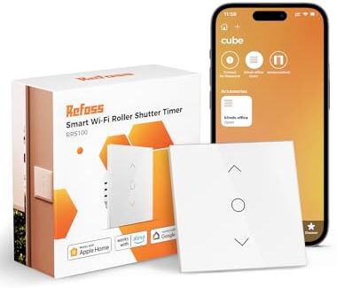 Refoss Interruttore per Tapparelle WiFi con Apple HomeKit, Timer per Tapparelle, Interruttore per Tende con Controllo Percentuale, con Retroilluminazione, Compatibili con Siri, Alexa, Google