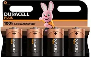 Duracell 4X  D Plus (1 Blister Da 4 Batterie) 4 Pile (LR20/MN1300 TORCIA/MONO)