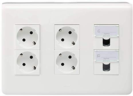 Legrand Presa parete Array, Presa parete Array, Presa Schuko, connettore RJ45,