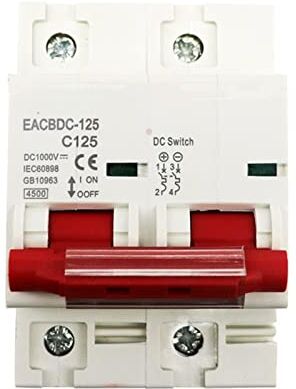 FOCCAR Circuit Breaker 1pc DC1000V Solar Mini Circuit Breaker Overload Protector Protector Switch 8 0a 100a 125a 2p DC1000V Sistema fotovoltaico Interruttore a diodi (Color : 100a, Size : DC 2P)