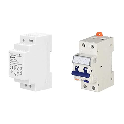 Orno PSU-1643 Alimentatore 12V DIN guida 2A, 24W, 2 Moduli & Gewiss Interruttore Magnetotermico Differenziale Compatto Mdc 45-1P+N Curva C 25A Tipo AC Idn=0,03A 2 Moduli