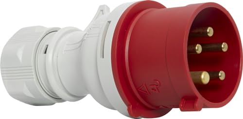 Brennenstuhl Spina Elettrica CEE a 5 Poli per Uso Esterno, Presa Industriale Maschio CEE 400V/32A, Connessione Avvitabile, Utilizzo in Cantieri, Campeggio, Applicazioni Commerciali, IP44, 32A