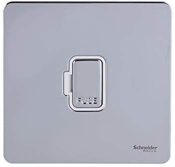 Schneider Electric GU5400WPC Piastra piatta senza viti, con fusibile, senza interruttore, cromata