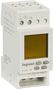 Legrand digitale settimanale microrex D21, 1 canali, 2 modulig per barra con 230 V e 4000 W