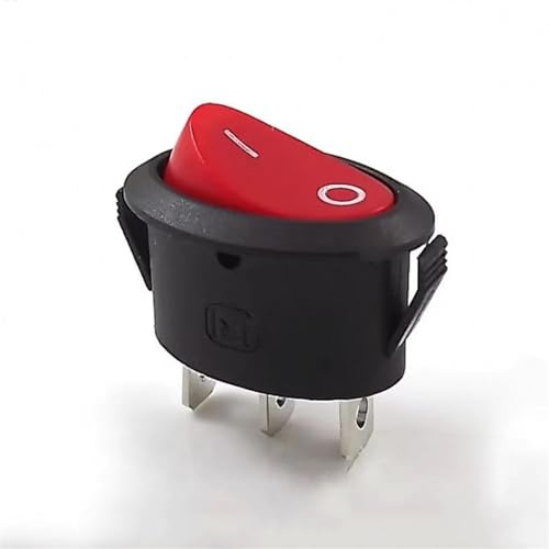 UJHANXAT 100 PZ KCD1 KCD7 Ovale Interruttore a bilanciere ON-OFF/ON-OFF-ON 2 Pin / 3 Pin Ventola/Bollitore elettrico Interruttore di alimentazione 6A 250VAC (Color : 3P-Red-On-Off-)