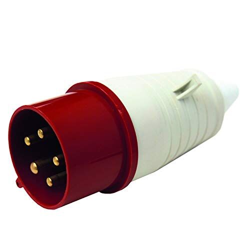 Electraline Spina Maschio Industriale, IEC, 16A, 3P+N+T, 380V, IP44, Rosso