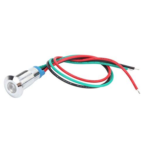 Hililand 4 set di indicatori luminosi LED, LED rotondi precablati Indicatori luminosi di segnale impermeabili in metallo bicolore Catodo comune 8 mm 3‑6 V(Rosso e verde)