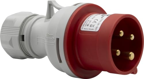 Brennenstuhl Spina Elettrica CEE a 4 Poli per Uso Esterno, Presa Industriale Maschio CEE 400V/16A, Tecnologia Connessione Avvitabile, Utilizzo in Cantieri, Campeggio, IP44, 16A