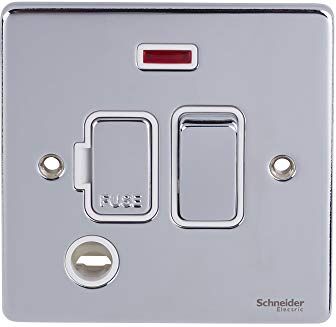 Schneider Electric GU5514WPC Piastra a basso profilo, connessione fusibile, neon, cromata