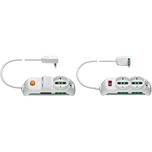 VIMAR Fp00515.C.B Presa Multipla Con 2 Usb E Interruttore Luminoso, 2 Biprese Sicury, 1 Presa Universale & Fp00527.C.B Presa Con Interruttore Automatico Di Protezione 10 A, 2 Prese Universali Sicury