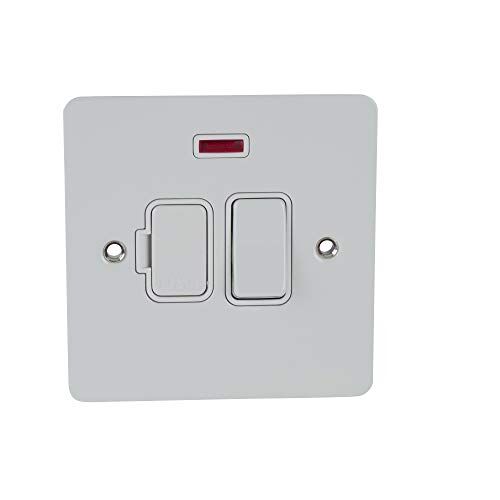 Schneider Electric GU5211WPW Piastra piatta con interruttore fusibile, neon, metallo bianco