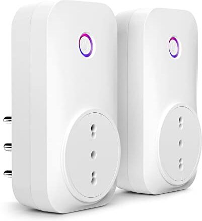 meross Presa Smart Italiana, Monitoraggio Energetico, Presa WiFi (Type L) 16A 3840W, Controllo Remoto, Protezione Sovraccarico, Funzione Timer, Compatibile con Alexa, Google Assistant, 2 Pezzi, 2,4GHz