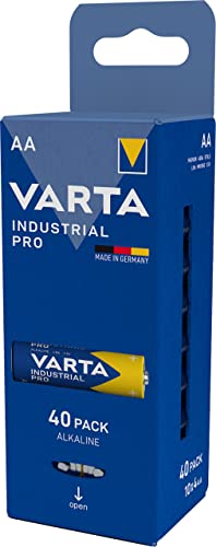 Varta Pile AA, confezione da 40, Industrial Pro, Batterie Alcaline, 1,5V, pacco di stoccaggio, Made in Germany [Esclusivo su Amazon]