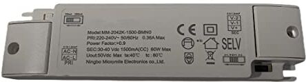 LEDLUX Led Driver CC 60W 1500mA 30V-40V, Selezionabile 30W 750mA 30V-40V, Trasformatore Alimentatore Per Pannello Led CCT