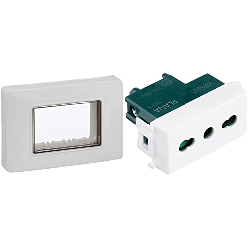 VIMAR 0R14943.01 Calotta da parete IP55, 3 moduli Eikon, Arké e Plana & 0R14203 Plana Bpresa con protezione Sicury 2P+T 16A standard italiano tipo P17/11, bianco