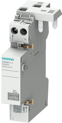 Siemens 5SM60112 Blocco di sicurezza antincendio AFDD, 230 V, 1-16 A, facile da montare su interruttore LS o FI/LS, 1P+N (1TE)