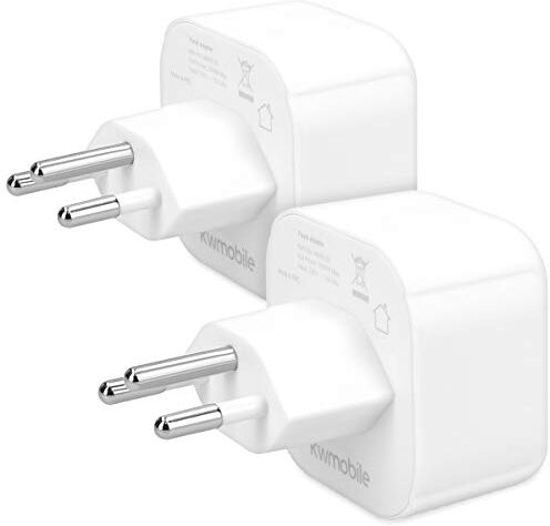 kwmobile Adattatore da Viaggio Svizzera Tipo J 2x Adattatori da Presa Schuko EU a Spina Tipo-J Travel Plug Adapter Maldive Madagascar Bianco