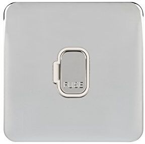 Schneider Electric Lisse GGBL5000WPC Unità di connessione senza viti con fusibile singolo, 13 A, colore: Cromo lucido con inserto bianco