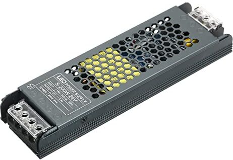 Neoglint Alimentatore 24V 200W, Sottile Trasformatore 24V AC 190V-240V a DC 24V 8,3A, Alimentatore Led 24V Scocca in Lega di Alluminio, Trasformatore Led 24V per Lampadina a Striscia LED 7*1.96*0.9 Pollici