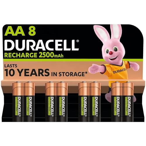 Duracell Batterie Ricaricabili  AA (Confezione da 8), 2500 mAh NiMH, pre-caricate, le nostre batterie ricaricabili n.1 per lunga durata