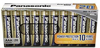 Panasonic LR03EPS/20CBE EVERYDAY POWER Batterie alcaline AAA Micro LR03, confezione da 20 pezzi, 1,5 V, per energia affidabile, batterie alcaline, 20 batterie