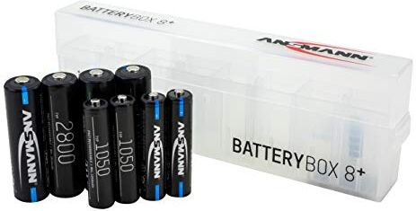 Ansmann 4 batterie AA tipo 2800 mAh (min. 2650 mAh) + 4 batterie AAA da 1050 mAh + scatola batteria ricaricabile – NiMH 1,2 V batterie ricaricabili ad alta capacità per elevati fabbisogno di corrente