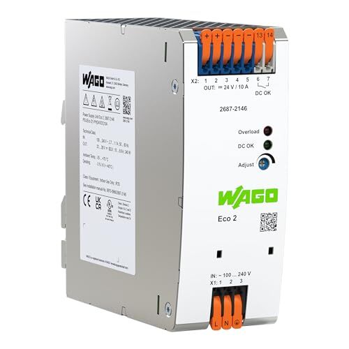 WAGO Alimentatore compatto ECO    1 fase, Power supply, alimentatore di rete DIN Rail, DC 24 V, 10 A, contatto DC