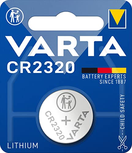 Varta CR 2320, 6320101401, Batteria Litio a Bottone, Piatta, Specialistica, 3 Volts, Diametro 23mm, Altezza 2mm, confezione 1 pila