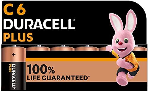 Duracell Batterie Plus C (pacco da 6) Alcalina 1.5V Fino al 100% di extra durata Affidabilità per i dispositivi a uso quotidiano 0% plastica nel pacco 10 anni di conservazione MN1400