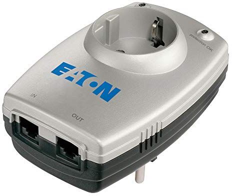 Eaton /Protection Box 1 TEL@ DIN 66709 Multipresa Protezione da sovratensioni, 1 Presa DIN di Uscita con Protezione Sull’Accesso TEL/Internet, Grigio