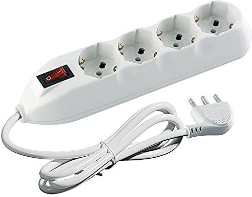 BTicino Ciabatta Multipresa Poker, 4 Prese Universali e Interruttore Luminoso, 3500 W, 250 V, Bianco