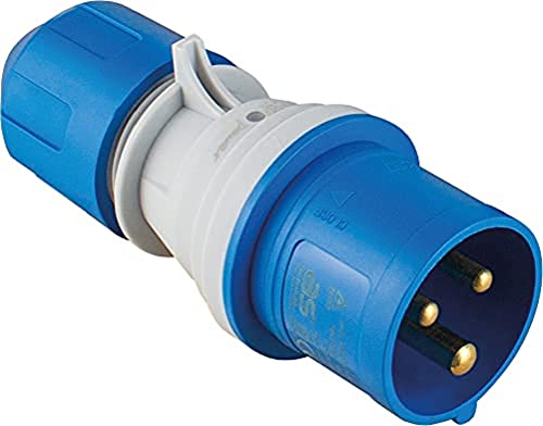 as - Schwabe as Schwabe Spina CEE con indicatore di tensione Power Light 230 V, 16 A, 3 poli, spina esterna, IP44: resistente a corpi estranei e spruzzi d'acqua, adatto per uso esterno, blu