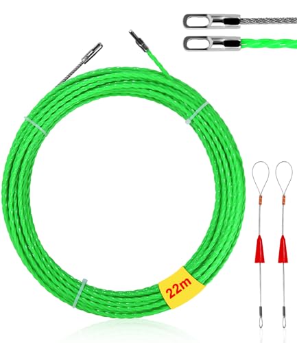 SOBEAU Sonda Passacavi,Sonda Passacavi Professionale,Passacavi,22 metri Ø 4 mm,Tiracavi con 1 Molla di Guida,Estrattore Cavi Per Cavi Elettricista (Verde)