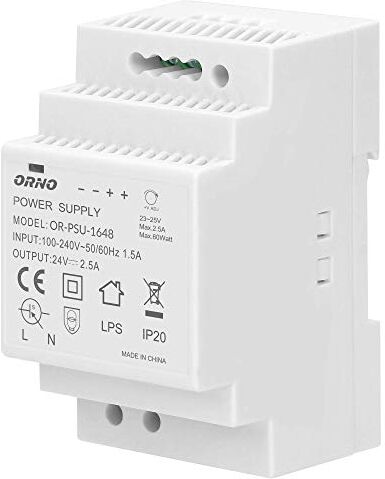 Orno PSU-1648 Trasformatore per Guida DIN 24VDC, 2,5A, 60W (3 Modulo)