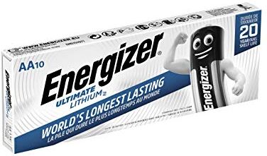 Energizer 634352 Set di 10 Batterie AA Ultimate LITHIUM, litio, LR06, 1.5 V