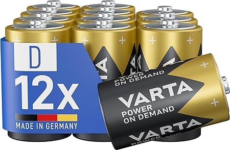 Varta BatterieD Mono, confezione da 12, pile Power on Demand, Alcaline, pacco di stoccaggio, flessibili, potenti, per accessori computer, Smart Home, Made in Germany [Esclusivo su Amazon]