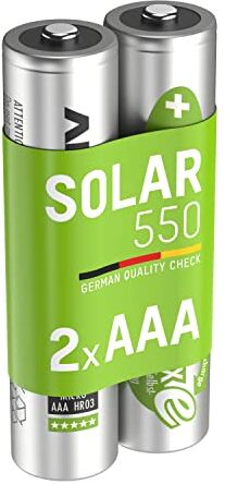 Ansmann MaxE Solar Micro AAA Tipo 550mAh Batteria Ricaricabile ad Alta Capacità 2x Micro AAA HR03