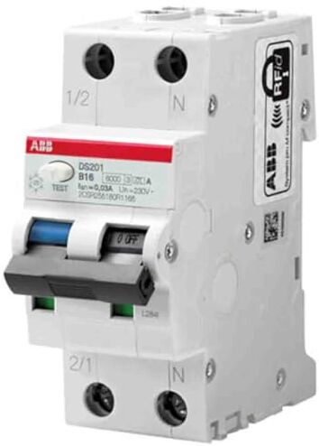 ABB RCBO System Pro M Compact DS20 Interruttore FI/LS 6A, polo P+N, sensibilità 30 mA, montaggio su guida DIN