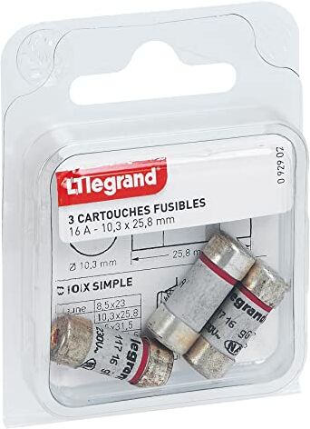 Legrand LEG92901-3 cartucce fusibili 16 A 10,3 x 25,8