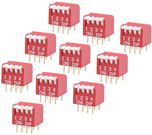 Generic XYWHPGV Interruttore DIP rosso da 10 pezzi Piano-Dip 1-4 posizioni Passo 2,54 mm per circuiti stampati PCB(6c242 8a64e 84d1a d0a14 fffc9 86c8d