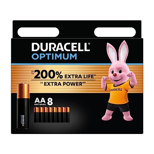 Duracell Batterie Optimum AA(pacco da 8) Alcaline da1.5V -Fino al 200%di extra durata o extra potenza -Soddisfano i requisiti dei dispositivi moderni -pacco100% riciclabile,0% di plastica -LR6 MX1500
