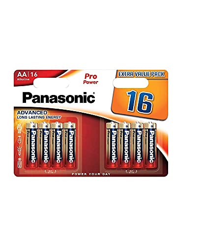 Panasonic Batteria alcalina Pro Power, AA Mignon, confezione da 16 pezzi, energia duratura per dispositivi con consumo di energia medio-alto, alcaline