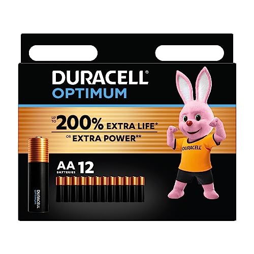 Duracell Batterie Optimum AA(pacco da12)-Alcaline da 1.5V -Fino al 200%di extra durata o extra potenza -Soddisfano i requisiti dei dispositivi moderni -pacco100% riciclabile,0% di plastica -LR6 MX1500