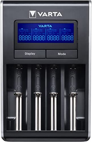 Varta LCD Dual Tech caricatore (adatto per Ni-MH AA/AAA, Li-Ion 18650, 18490, 18350, 17670, 17500, RCR123 A/17335/16340, 14500, 10440, per i dispositivi USB ricaricabili, Singolo ladung)