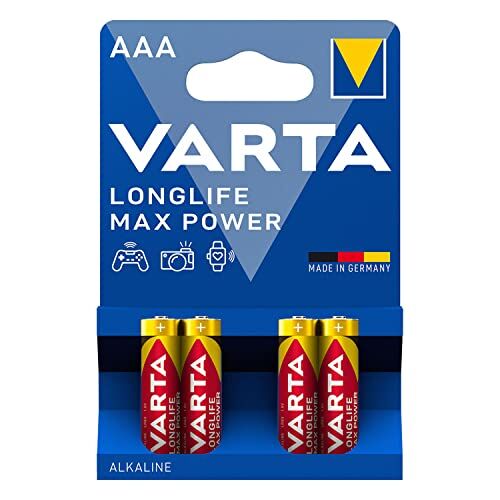 Varta LONGLIFE Max Power Batterie alcaline manganese, micro AAA, LR03, 1,5 V, 1200 mAh, 4 pezzi, riceverete 1 confezione da 4 pezzi